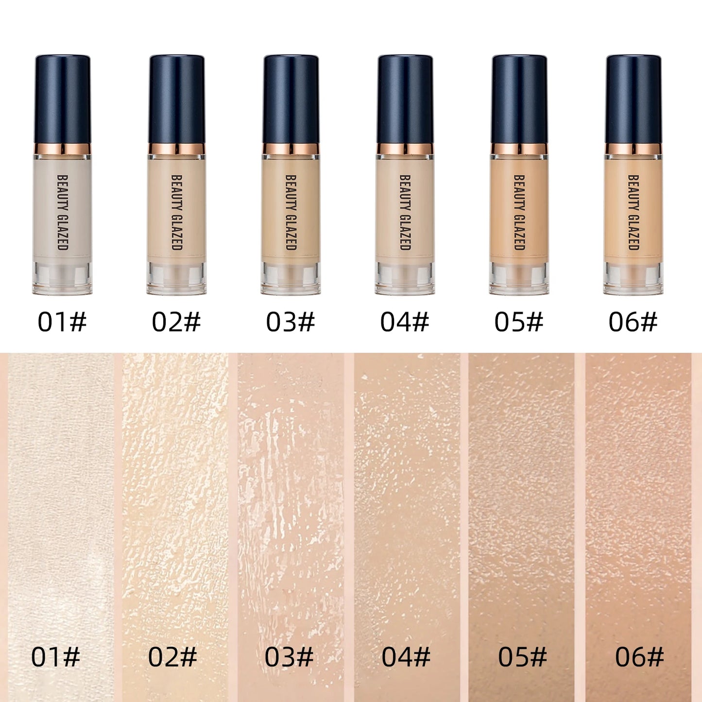 BEAUTY GLAZED 3 darabos arcsmink készlet, matt, tartós, vízálló folyékony alapozó + primer + puff