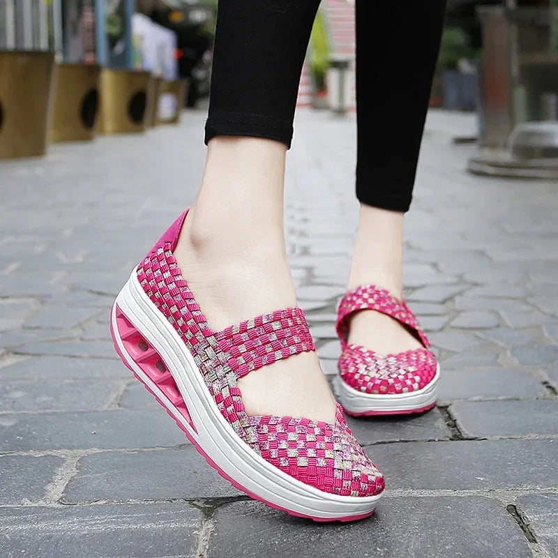 2025 Új Női Cipők Kézzel Szőtt Alkalmi Cipők Vastag Alsó Lélegző Egyszemélyes Szandálok Slip-on Lazy Travel Shoe Chaussure Femme
