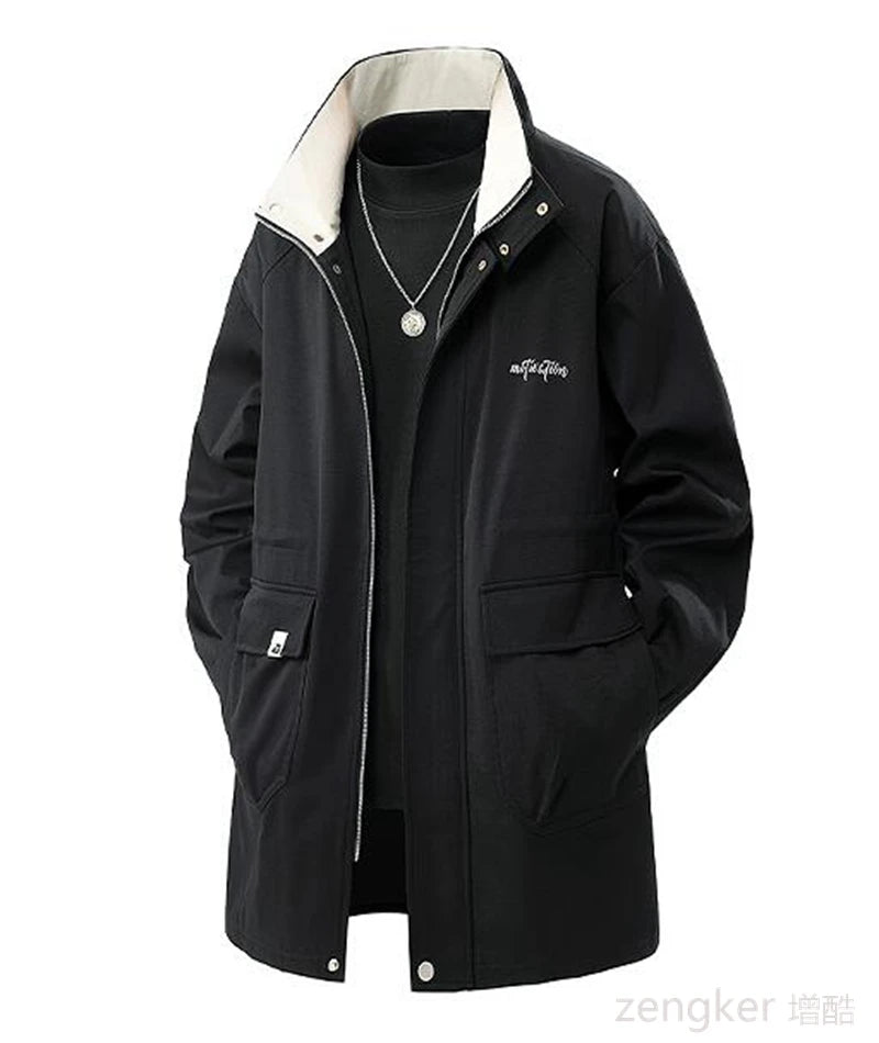 Nagy méretű, ballonkabát, nagy méretű férfi hosszú szárú tavaszi és őszi lezser kabát, laza, plus size 7XL 8XL 9XL