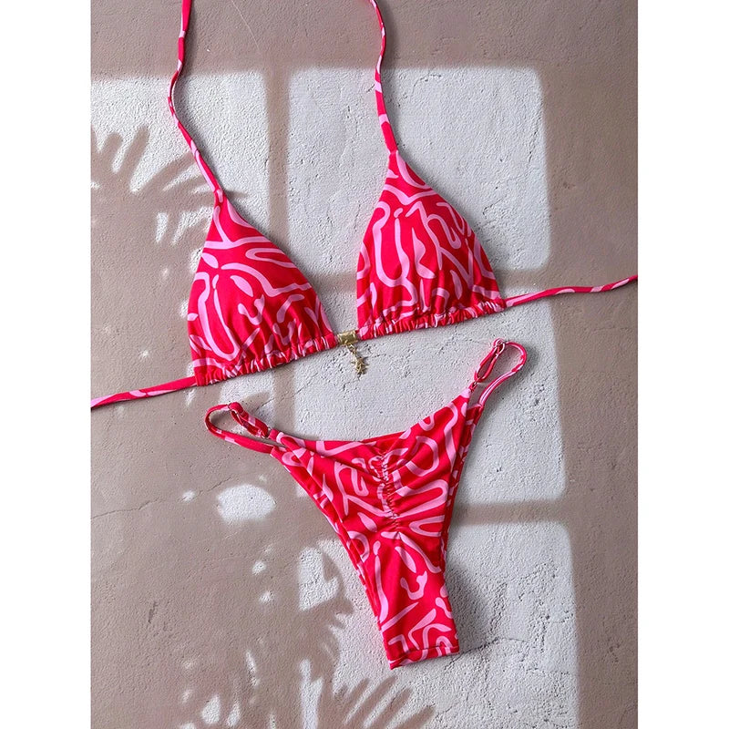 Micro Bikini Női Fürdőruha Kétrészes Fürdőruha Női Fürdőruha 2026 Szexi Leopárdmintás Push Up Tanga Bikinik Szettek Strandruha Nyári