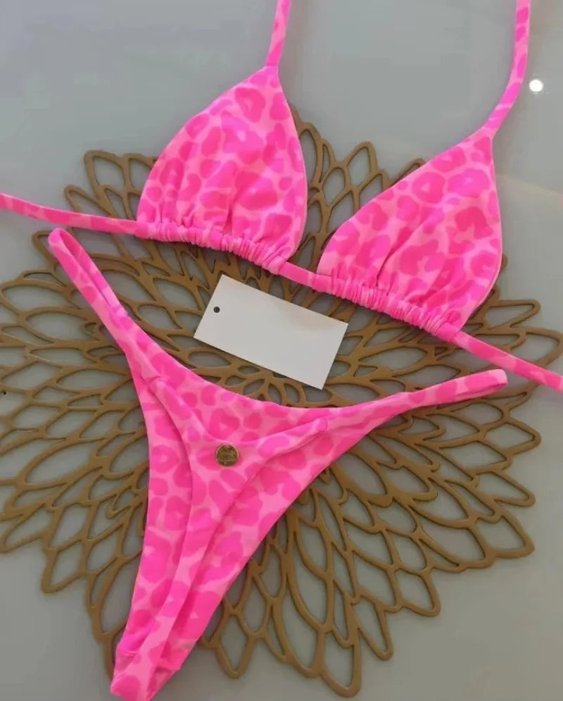 Új bikini női fürdőruha strandnyaralás fürdőruha leopárdmintás szexi bikini szett strandruha fürdőruha tanga fürdőruha biquinis