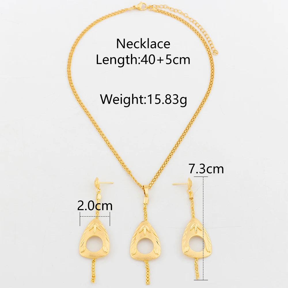 4 db-os ékszerkészlet nőknek, geometrikus medál, 40 cm-es nyaklánc, arany színű fülbevalók, mindennapi viselet, divatos esküvői ékszerek kiegészítők