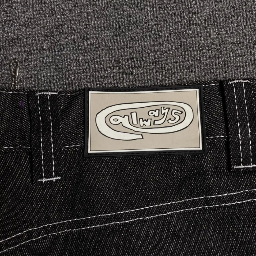 Új Always Jeans Kiváló minőségű Nyomott Hímzésű Egyenes Farmer Fekete Nadrág Férfi Farmer Mintás Trendi Utcai Viselet Always Jeans Férfi