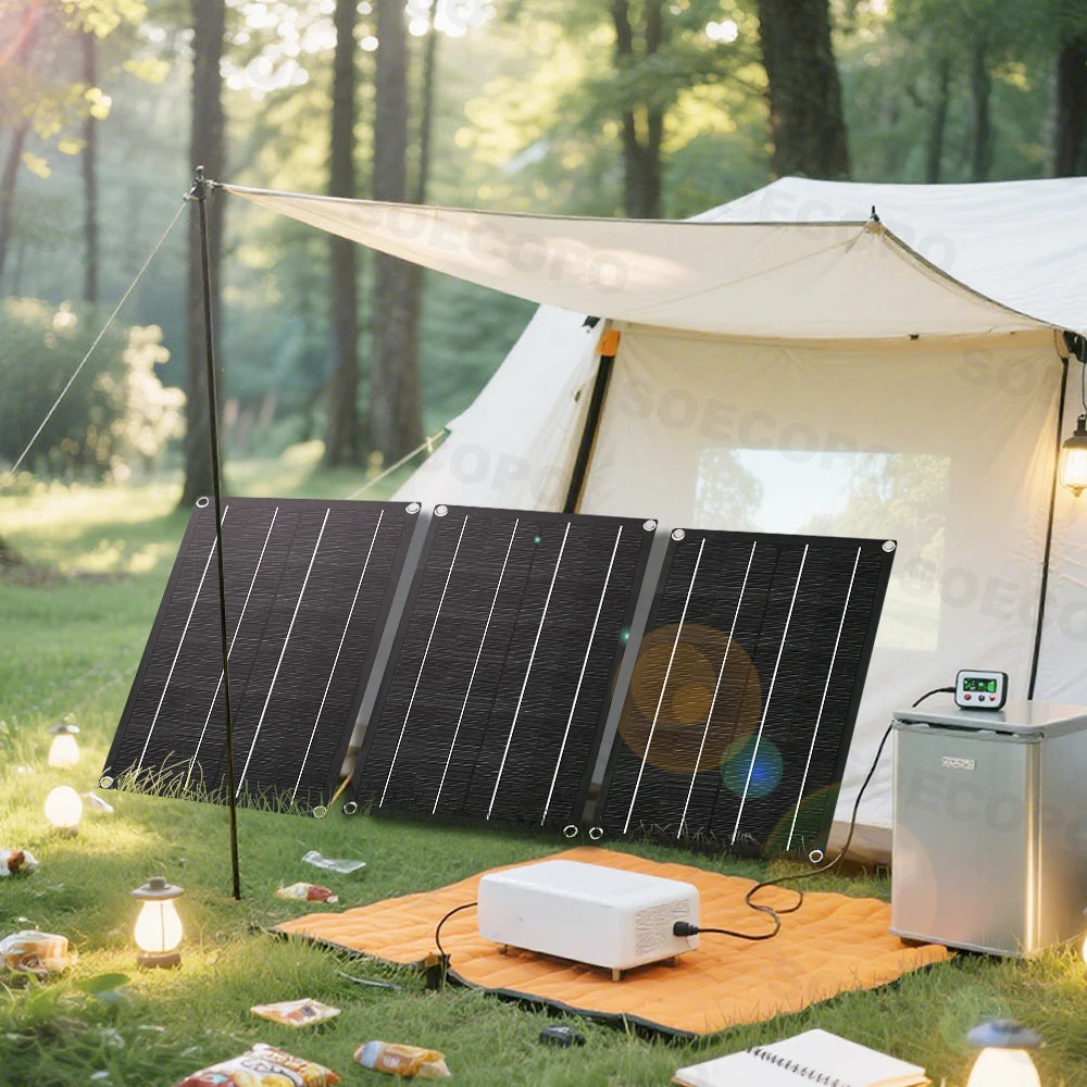SOECOPO 2400W-os rugalmas napelemkészlet 3 db 800W-os fotovoltaikus panellel, 18V-os akkumulátortöltővel, ingyenes 100A-es vezérlővel lakókocsis kempingezéshez