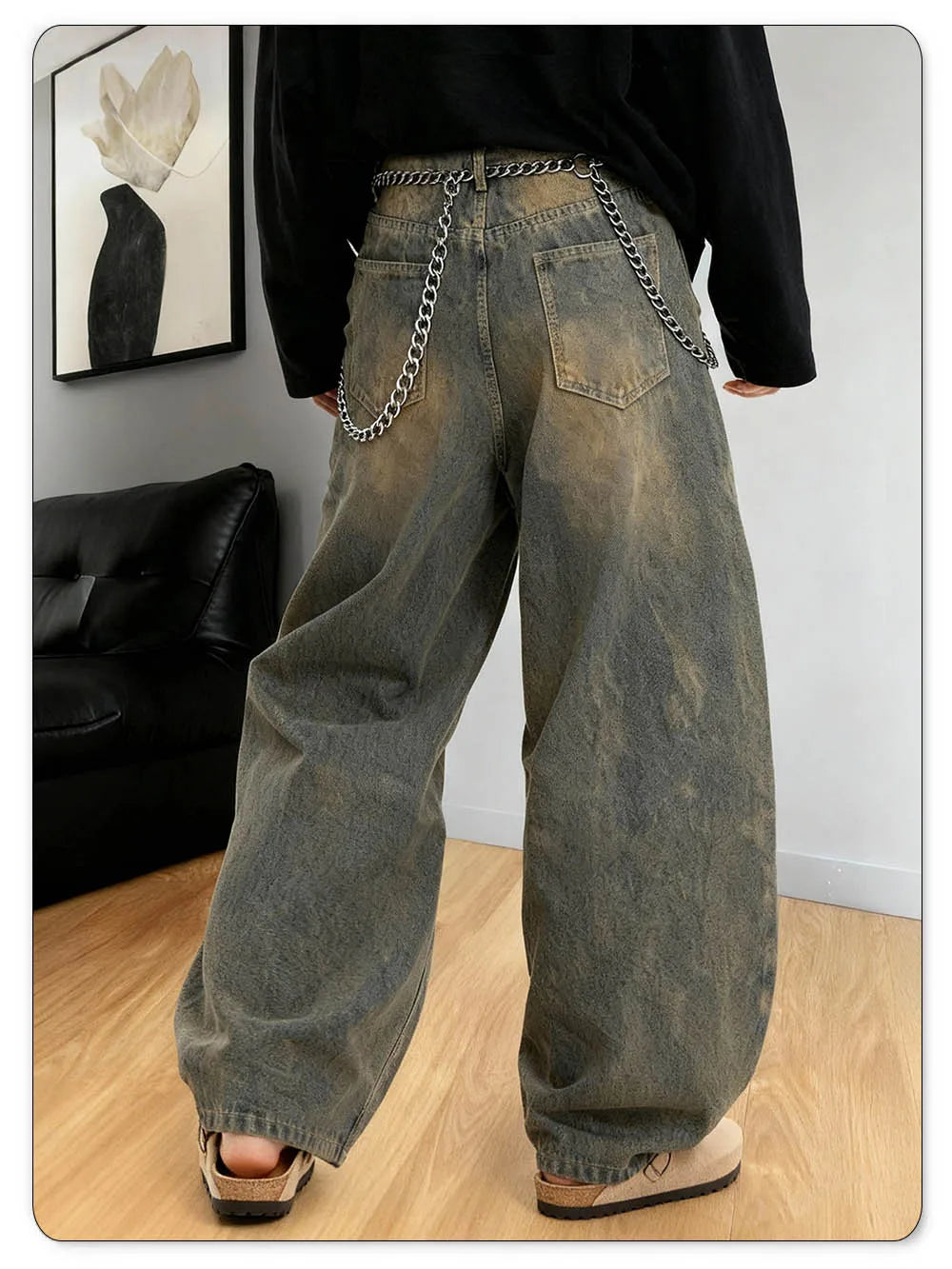 Amerikai retro bő szárú farmernadrág férfi koreai utcai viselet kopott y2k ruházat hétköznapi hétköznapi négy évszak farmernadrág unisex