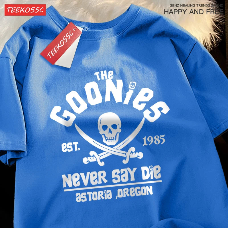A Goonies Never Say Die pólók Férfi Női Kényelmes, kereknyakú Lélegző pamut Utcai laza páros ruházat