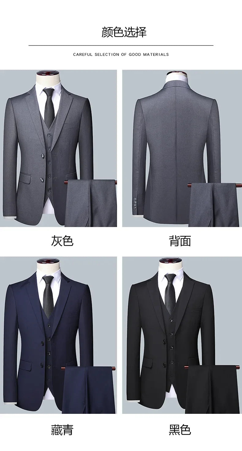 Férfi öltöny Butik Üzleti (Blazer + Mellény + Nadrág) Úri Esküvői Hétköznapi Professzionális Formális öltöny 3 részes M-6XL