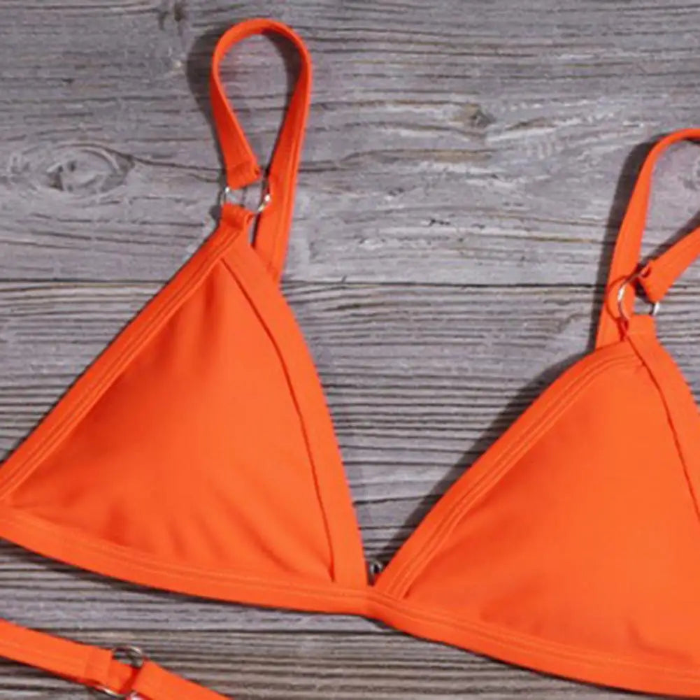 1 szett bikini fürdőruha szuper puha poliészter női nyári egyszínű fürdőruha bikini bugyi női bikini szett úszómedencéhez