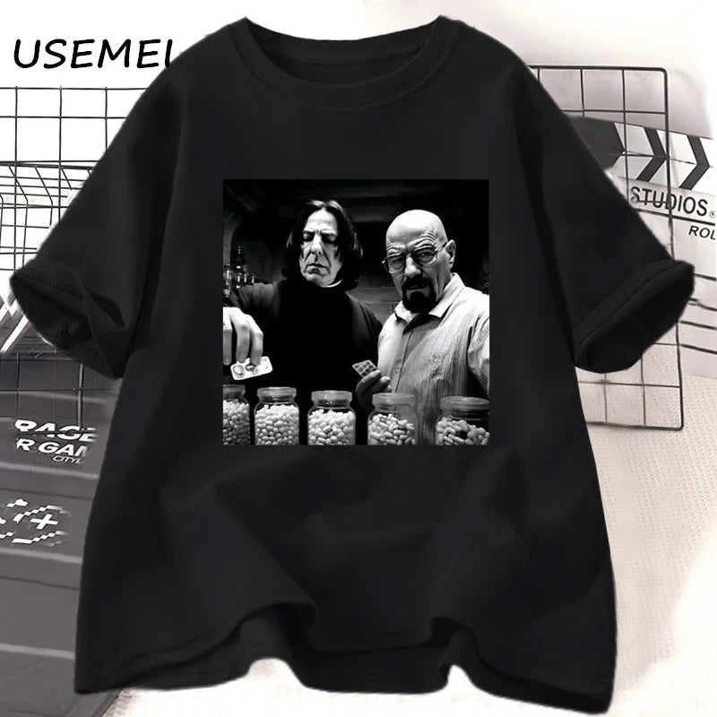 Vintage Walter in Lab póló Férfi Breaking Bad póló Vicces grafikus pólók Unisex pamut rövid ujjú póló Utcai viselet