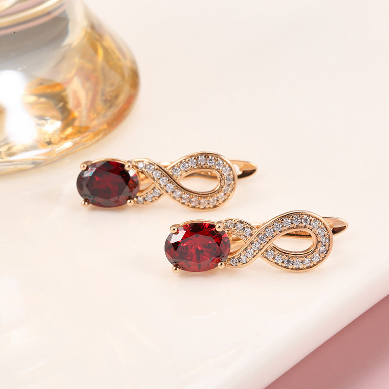 2022 új design divatékszer retro elegáns hölgy szabálytalan rubin női fülbevaló 14 karátos arany ékszer valódi arany női fülbevalók
