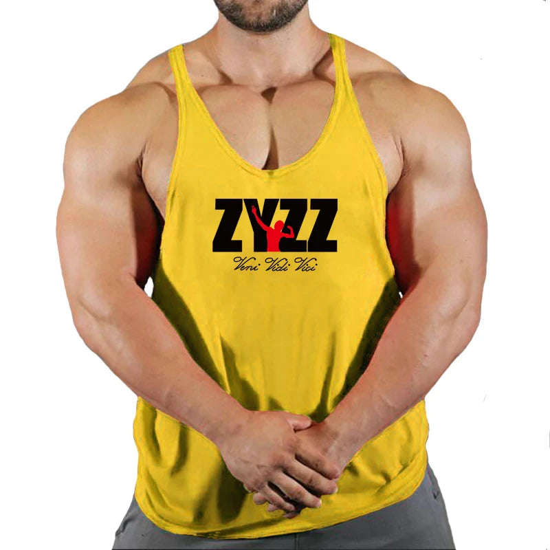 Férfi testépítő trikó, ujjatlan felső, fitnesz, pamut mintás