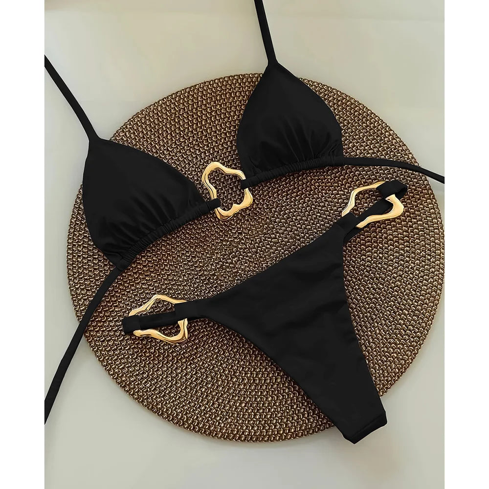 Szexi, pántnélküli, mikro bikini 2025 női fürdőruha, egyszínű, tanga bikinik, brazil strandruha, biquini női