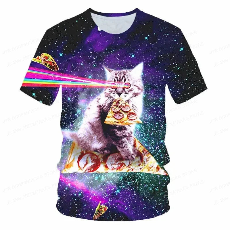 3D nyomtatott vicces macskás póló férfiaknak