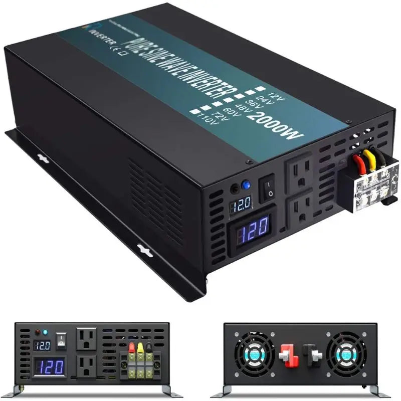 Megbízható tiszta szinuszhullámú napelemes inverter 1000W/1500W/2000W/2500W/3000W/5000W 12V/24V/48V DC - 120V/220VAC tápegység-átalakító