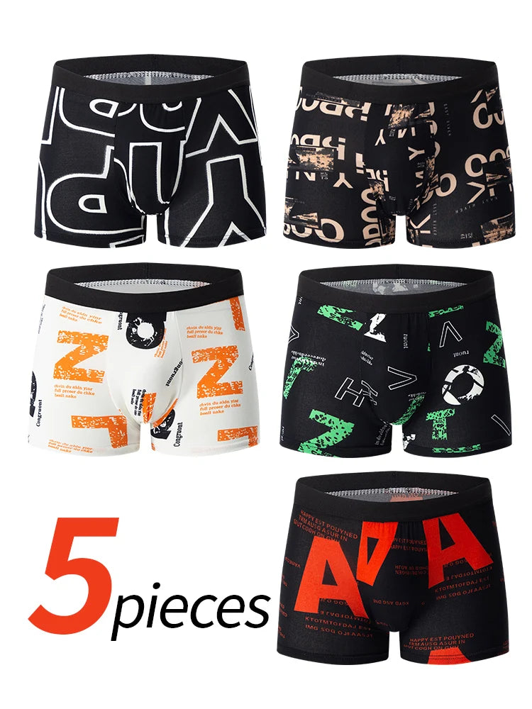 5/10-es darabos, kényelmes, fekete-arany mintás férfi boxeralsó