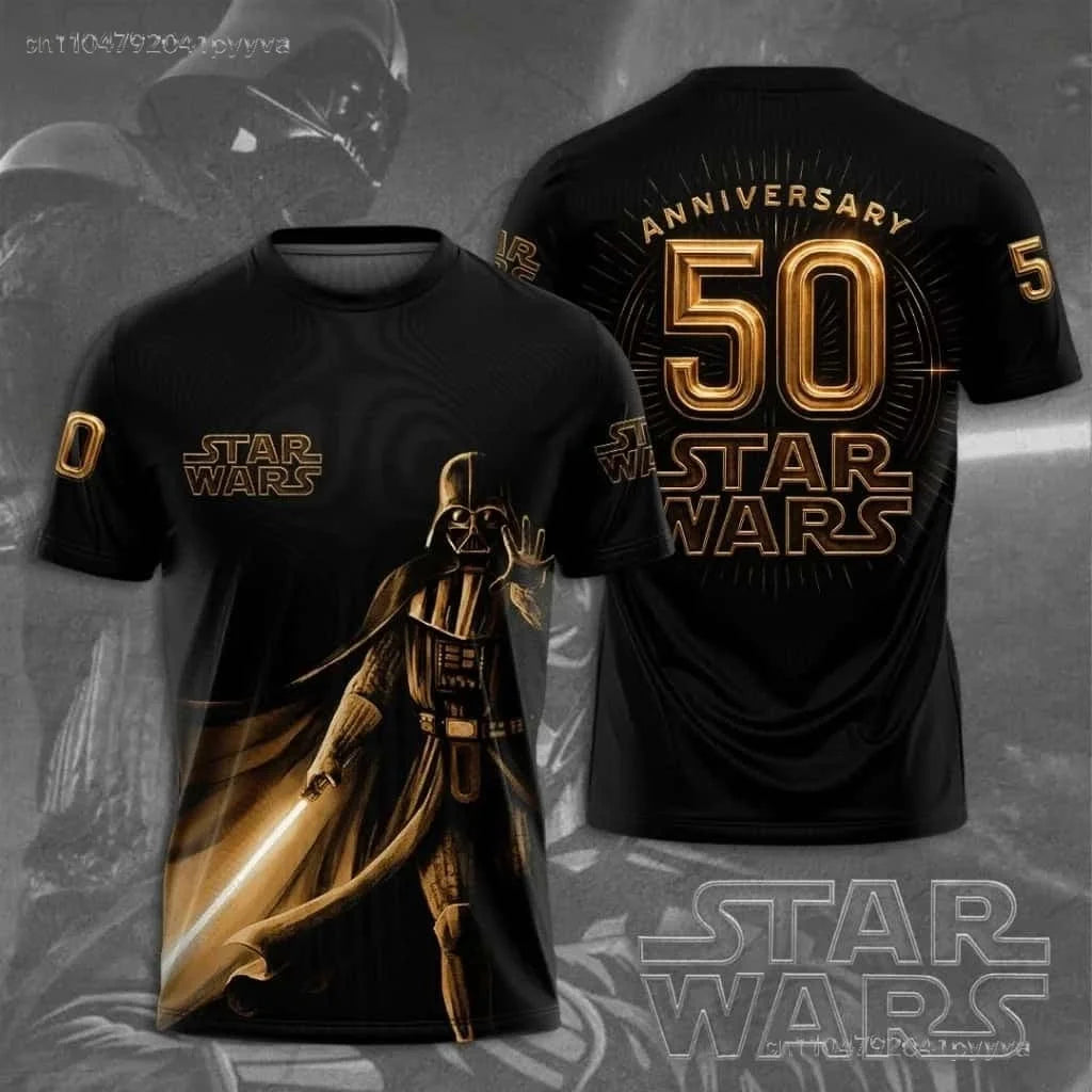 Star Wars 50. évfordulós póló - Férfi és női, gyerek, hétköznapi, partira és tematikus eseményre való, mintás, nyári rövid ujjú felső