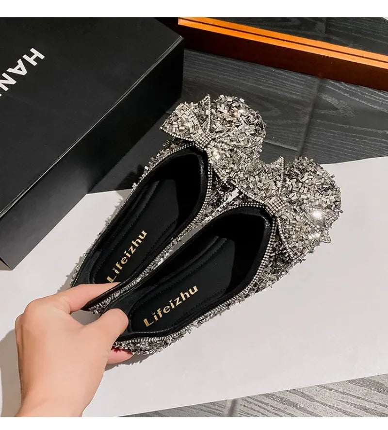Női cipők, gyönyörű, masnis, alkalmi cipők, női divatos, négyzet alakú, lapos cipő, luxus designer cipők, Zapatos Mujer