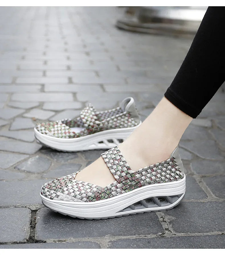 2025 Új Női Cipők Kézzel Szőtt Alkalmi Cipők Vastag Alsó Lélegző Egyszemélyes Szandálok Slip-on Lazy Travel Shoe Chaussure Femme