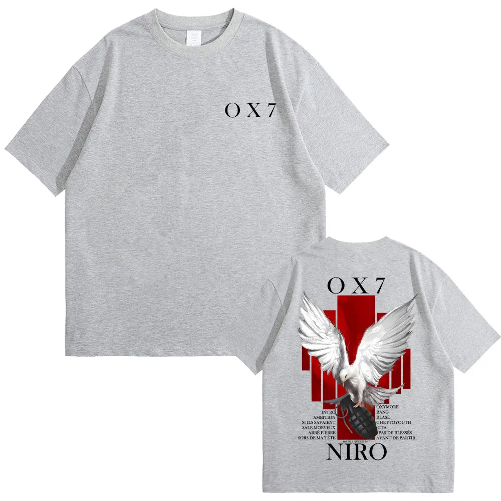 Rapper Niro OX7 album grafikus póló férfi női hiphop divat