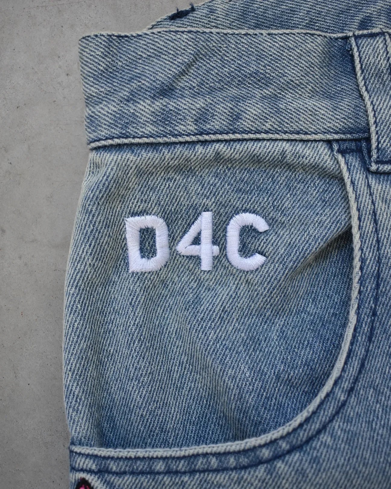 Y2K Férfi D4C JoJo Magas Derekú Baggy Farmer  Rózsaszín Szív Oldali Hímzés Laza Fazonú  Farmer Nadrág Utcai Viselet Széles Lábajú Nadrág