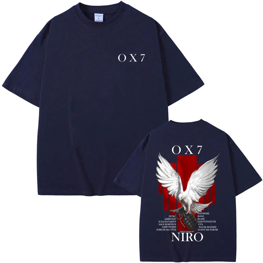 Rapper Niro OX7 album grafikus póló férfi női hiphop divat