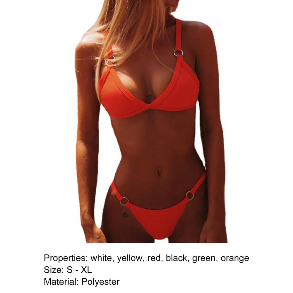 1 szett bikini fürdőruha szuper puha poliészter női nyári egyszínű fürdőruha bikini bugyi női bikini szett úszómedencéhez