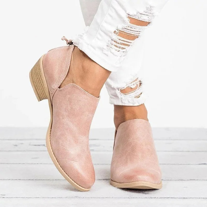 Női cipők, divatos PU bőr rövid bokacsizma, hegyes orrú, slip-on, tavaszi/őszi cipő, női, plus size 35-44, botas WSH3397