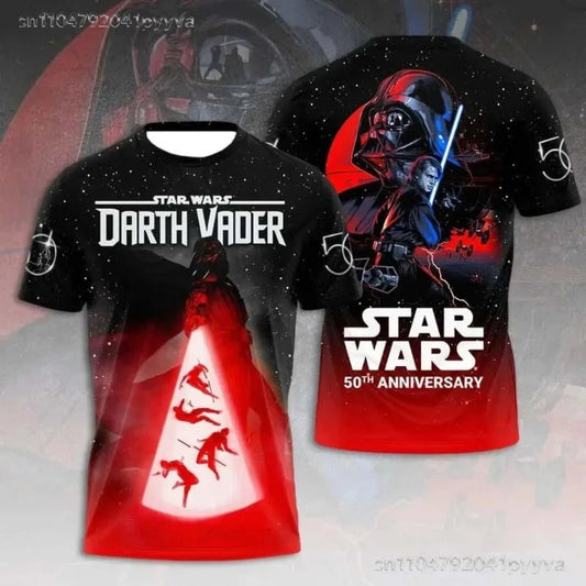 Star Wars 50. évfordulós póló - Férfi és női, gyerek, hétköznapi, partira és tematikus eseményre való, mintás, nyári rövid ujjú felső