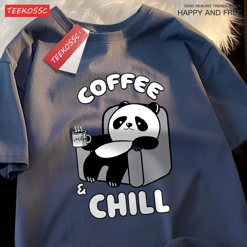 Kávé Panda Élvezi az időt Pólók Férfi Női