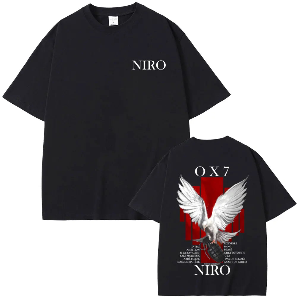 Rapper Niro OX7 album grafikus póló férfi női hiphop divat