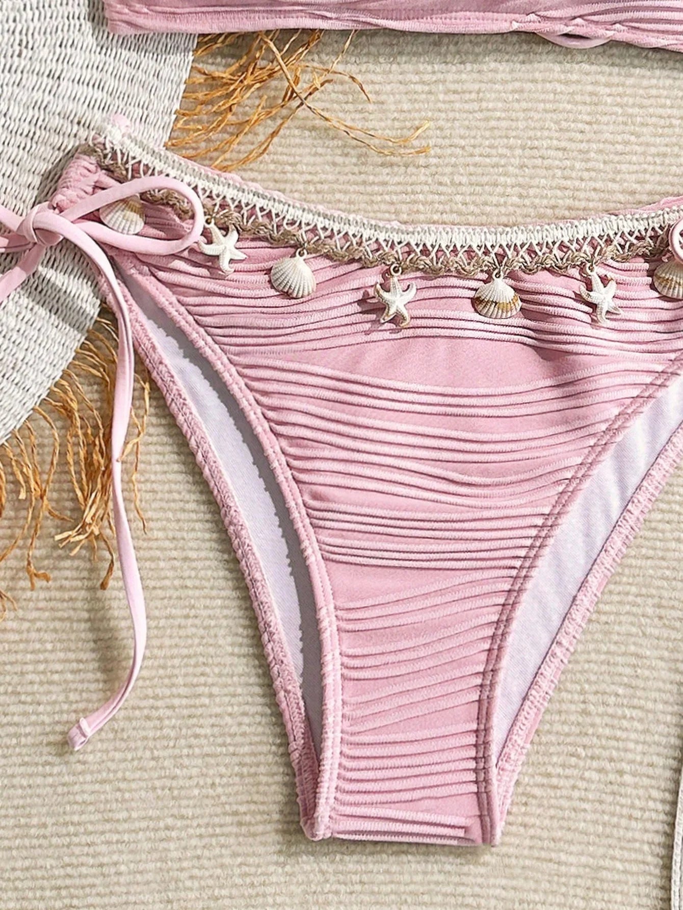 XS - XL Bandeau ráncos, magas kivágású bikini női fürdőruha női fürdőruha kétrészes bikiniszett kagyló fürdőruha úszás