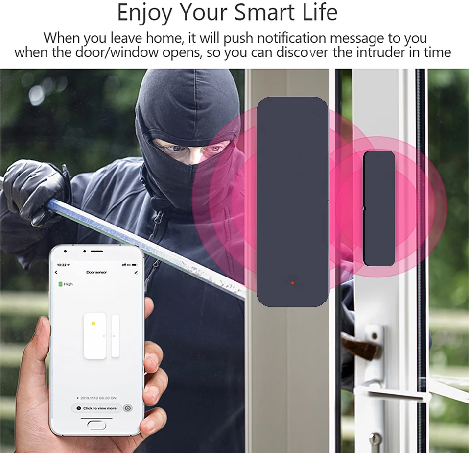 Tuya Zigbee 3.0 WiFi ajtóérzékelő ablakérzékelő szerződésérzékelő alkalmazás távirányító SmartLife Yandex Alexa-val működik
