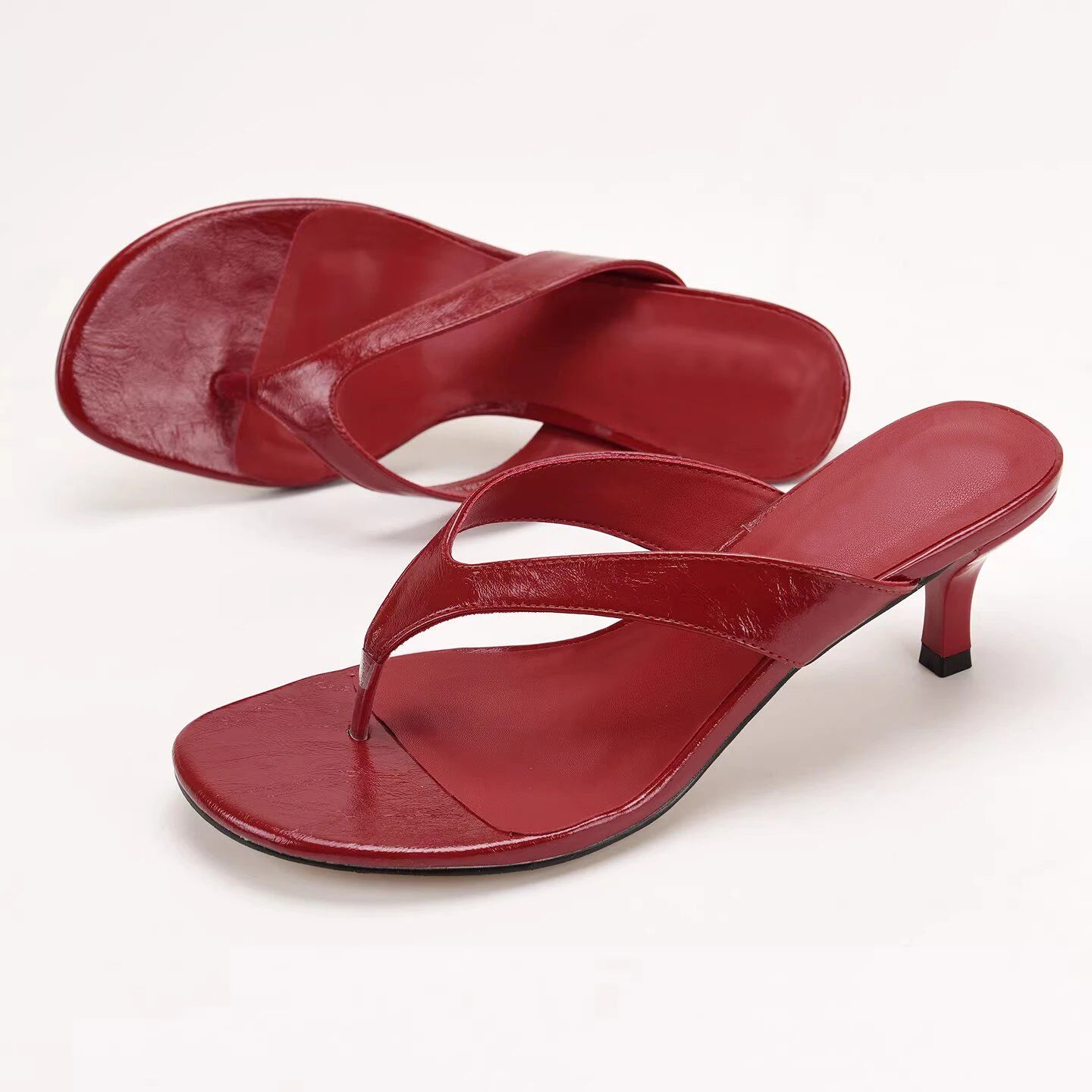 Női papucsok, divatos, magas sarkú, öszvércipők, tervezői flip-flopok, női nyári, nyitott orrú, alkalmi cipők, Zapatos Mujer 7881