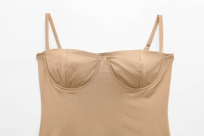 MUJER Szexi szatén body Női Hát nélküli Bustier Top Női Szexi Ruhák Fehérnemű Bodyk Női Ujjatlan Női Top Body