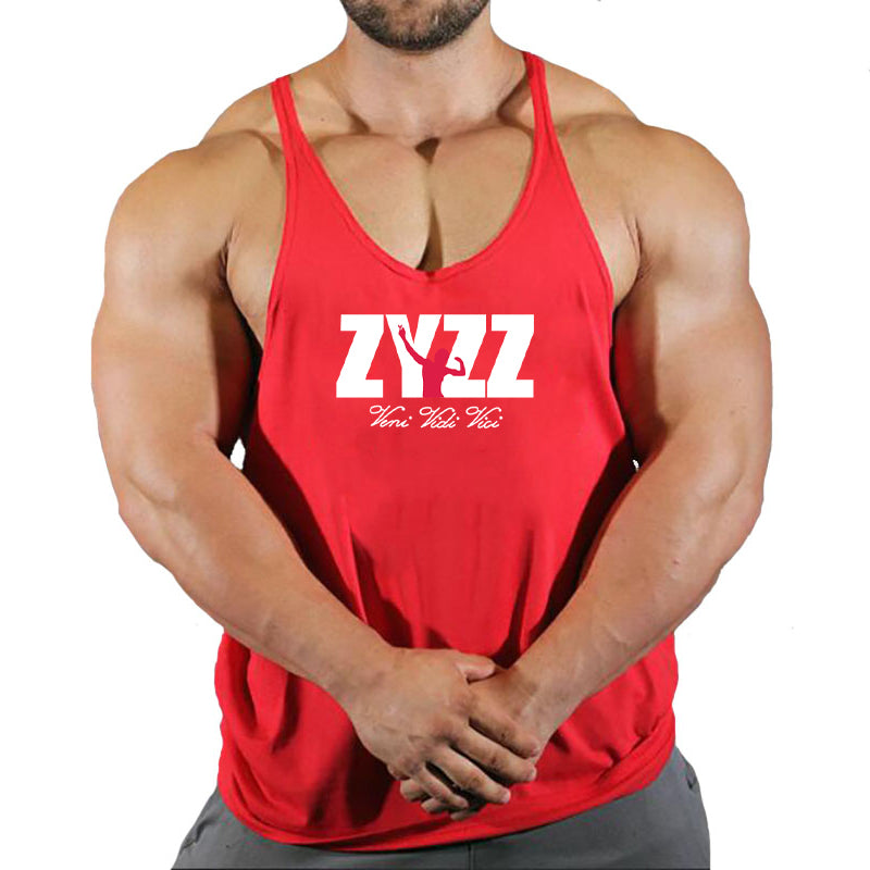 Férfi testépítő trikó, ujjatlan felső, fitnesz, pamut mintás