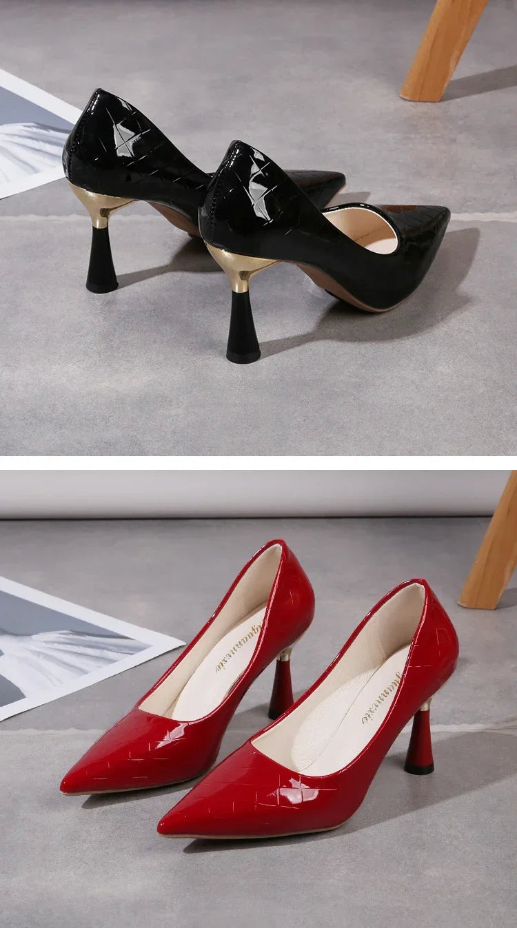 Cipők Női 2024 Trend Új Nyári Piros Magassarkú Elegáns Női Fekete Magassarkú Hegyes Orrú Pumps Ruha Bőr Fehér Női Cipő
