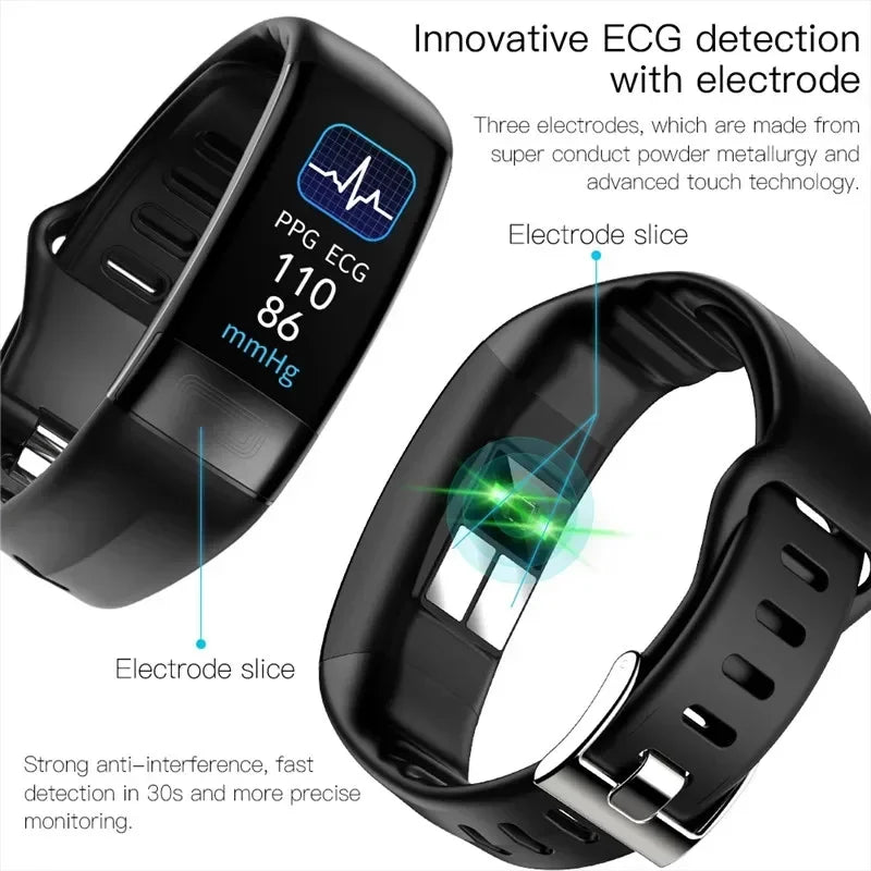 Smartwatch EKG intelligens csuklópánt vízálló P11 Plus intelligens karkötő aktivitáskövető vér oxigén intelligens karkötő fitnesz karkötő
