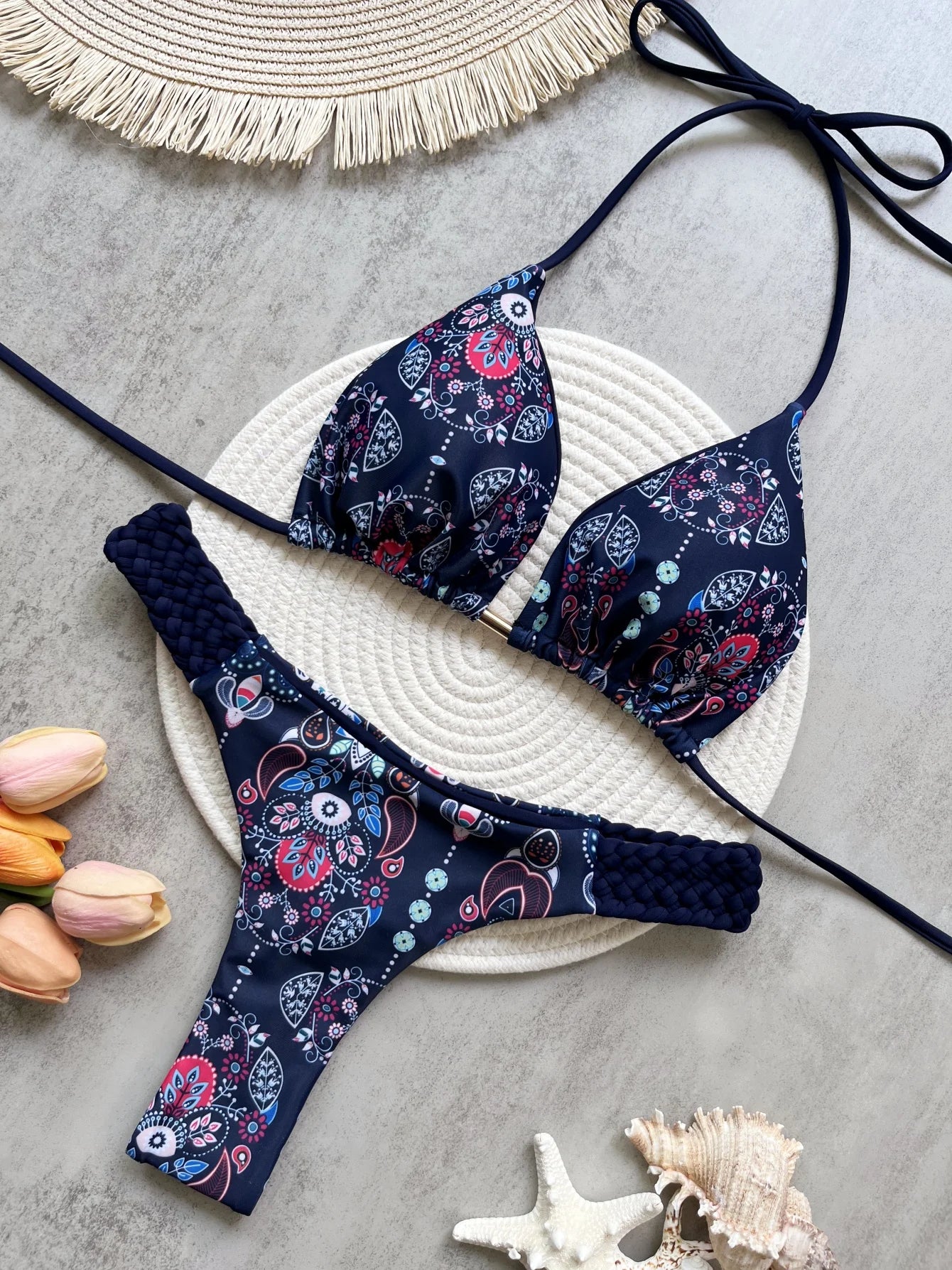 RUOTONSEPT nyomtatott pántnélküli mini tanga magas kivágású bikini női fürdőruha női fürdőruha kétrészes bikiniszett fürdőruha úszás