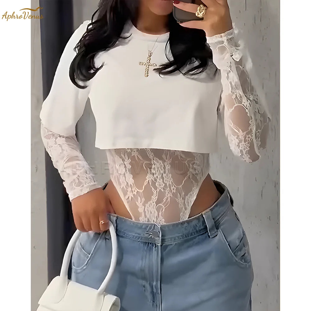 Szexi csipkés body, kétrészes szett, női divatos fehérnemű, Y2K utcai viselet, lezser nyári ruhák, S-XXL méret