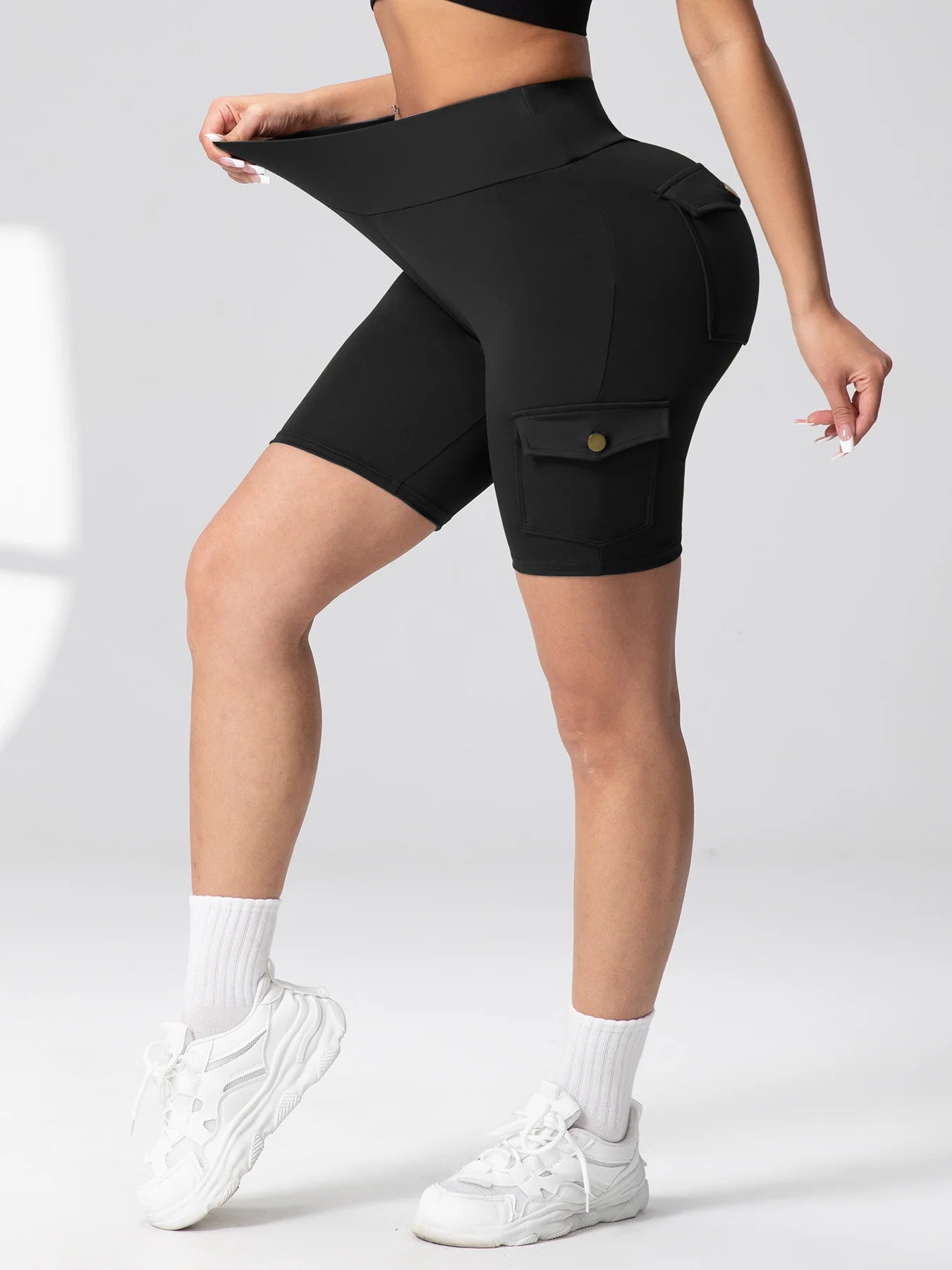 Zsebes edzőnadrág női magas derekú divatos fitnesznadrág vékony, rugalmas, kültéri, kényelmes sportleggings