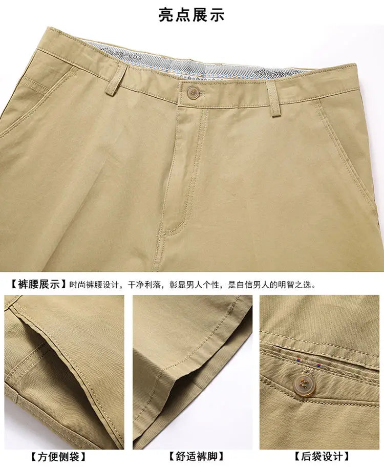100% pamut rövidnadrág férfiaknak, térdig érő boardshorts, klasszikus márkájú, kényelmes ruházat, strandnadrág, férfi rövid nadrág