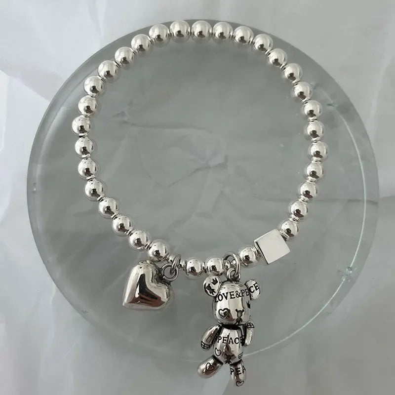 925 Sterling Ezüst Karkötők Női Gyöngyfűzős Kiegészítők Trend Vintage Egyszerű Arany Medál Party Ékszerek