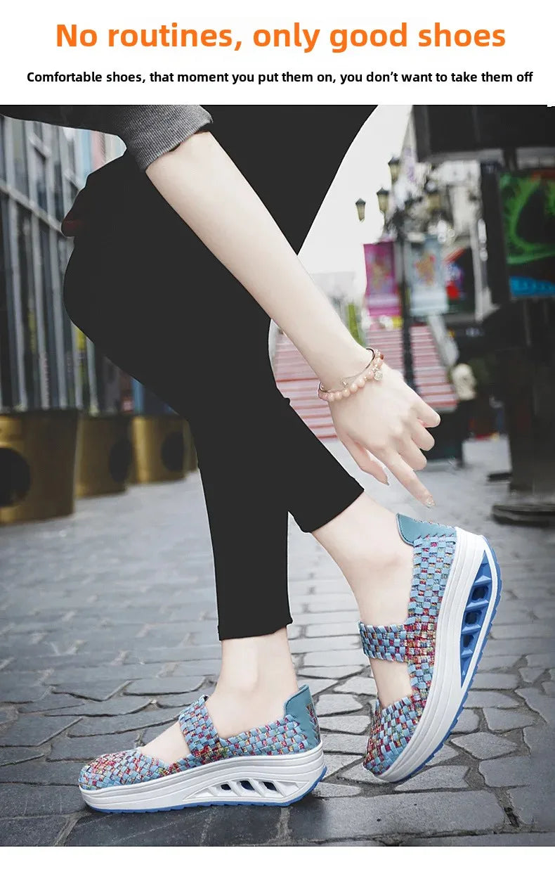 2025 Új Női Cipők Kézzel Szőtt Alkalmi Cipők Vastag Alsó Lélegző Egyszemélyes Szandálok Slip-on Lazy Travel Shoe Chaussure Femme