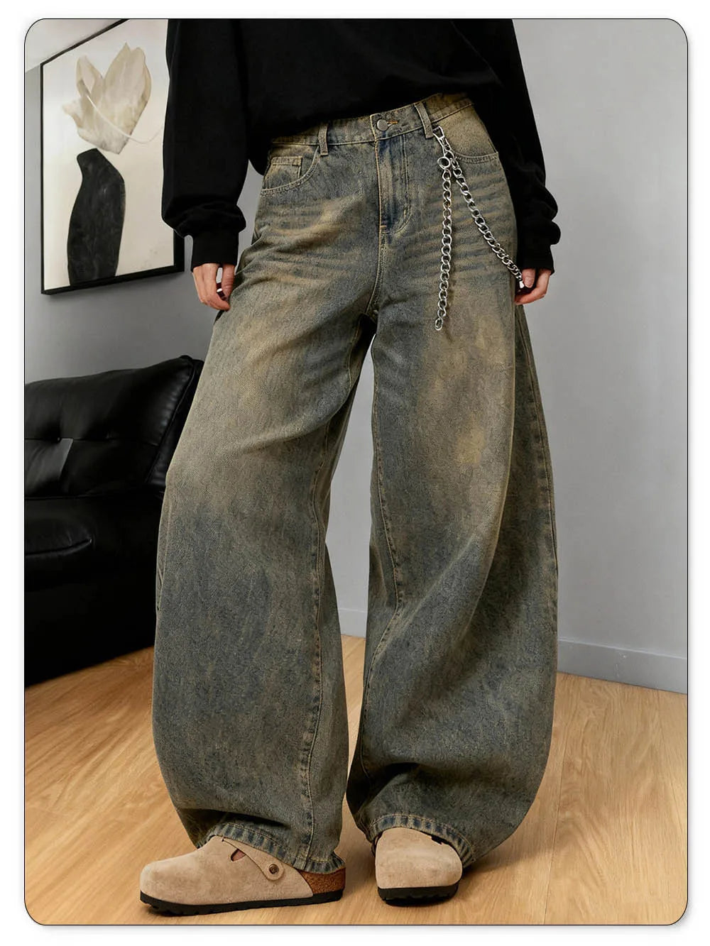 Amerikai retro bő szárú farmernadrág férfi koreai utcai viselet kopott y2k ruházat hétköznapi hétköznapi négy évszak farmernadrág unisex
