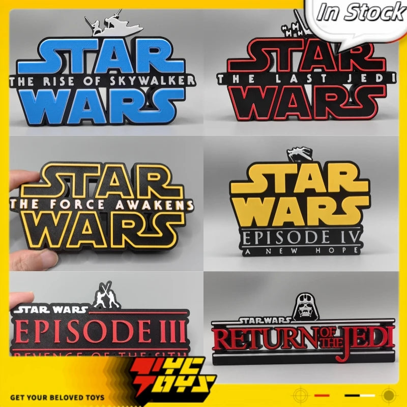 ÚJ Stock 3D nyomtatású Star Wars filmsorozat Star Wars logó sztereoszkopikus betűtípus álló tábla névtábla modell játékok gyűjtemény ajándék