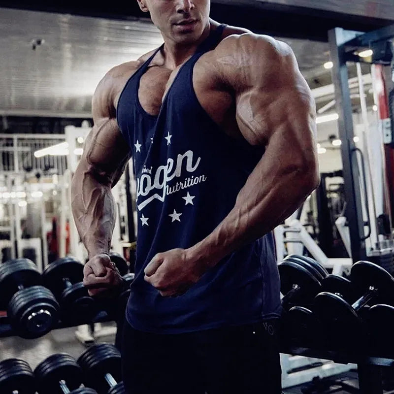 Muscle férfi sport trikó pamut edzőfelsők ujjatlan trikó férfi fitnesz