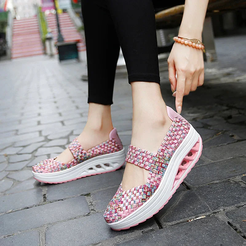 2025 Új Női Cipők Kézzel Szőtt Alkalmi Cipők Vastag Alsó Lélegző Egyszemélyes Szandálok Slip-on Lazy Travel Shoe Chaussure Femme