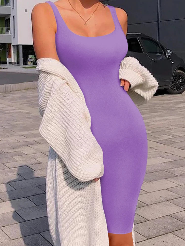 Nyári szexi tank top európai és amerikai plus size női ujjatlan midi ruha