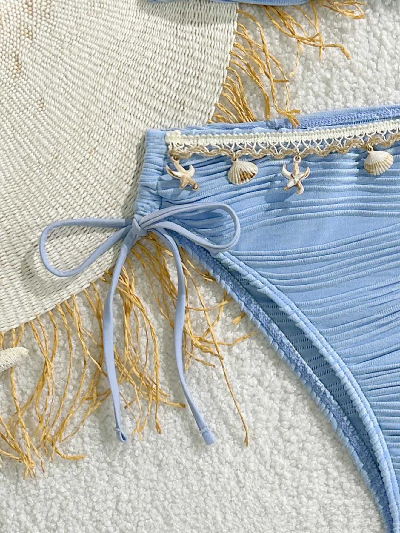 XS - XL Bandeau ráncos, magas kivágású bikini női fürdőruha női fürdőruha kétrészes bikiniszett kagyló fürdőruha úszás