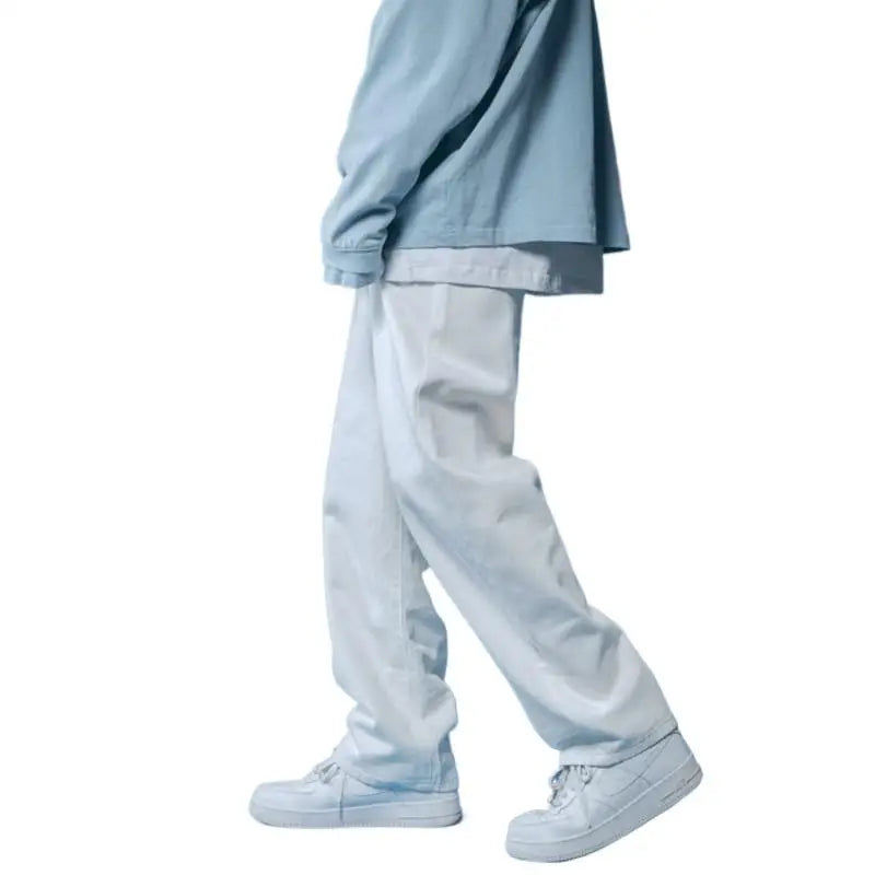 Egyenes szárú farmer férfi fehér Laza unisex farmernadrág Trendi semleges farmer Férfi bő Lezser Egyszínű Férfi Női Nadrágok Hip Hop farmer